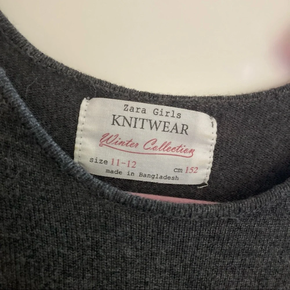 ✨2/$40✨ Zara Girls KNITWEAR Winter Collection Dark Grey/Gray Long Sleeve Dress